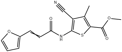 methyl 4-cyano-5-{[(2E)-3-(furan-2-yl)prop-2-enoyl]amino}-3-methylthiophene-2-carboxylate Struktur