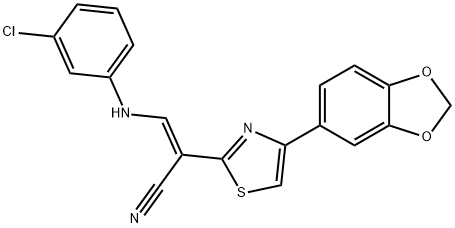 (E)-2-(4-(benzo[d][1,3]dioxol-5-yl)thiazol-2-yl)-3-((3-chlorophenyl)amino)acrylonitrile Struktur