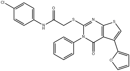 N-(4-chlorophenyl)-2-((5-(furan-2-yl)-4-oxo-3-phenyl-3,4-dihydrothieno[2,3-d]pyrimidin-2-yl)thio)acetamide Struktur