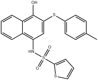 N-(4-hydroxy-3-(p-tolylthio)naphthalen-1-yl)thiophene-2-sulfonamide Struktur