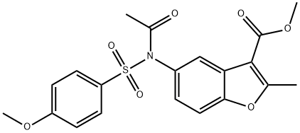 methyl 5-(N-((4-methoxyphenyl)sulfonyl)acetamido)-2-methylbenzofuran-3-carboxylate Struktur