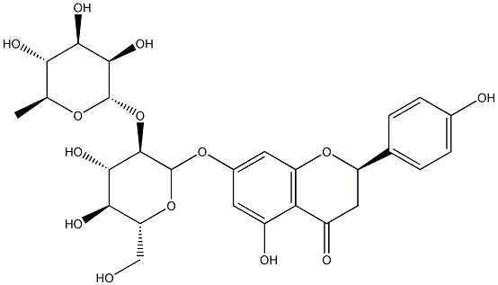 (2R)-7-[(2S,3R,4S,5S,6R)-4,5-dihydroxy-6-(hydroxymethyl)-3-[(2S,3R,4R,5R,6S)-3,4,5-trihydroxy-6-methyloxan-2-yl]oxyoxan-2-yl]oxy-5-hydroxy-2-(4-hydroxyphenyl)-2,3-dihydrochromen-4-one Struktur