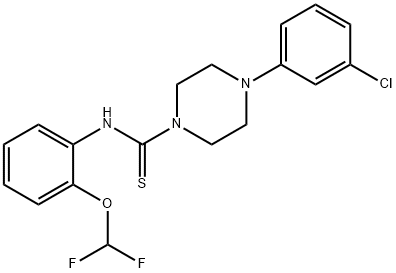 4-(3-chlorophenyl)-N-(2-(difluoromethoxy)phenyl)piperazine-1-carbothioamide Struktur