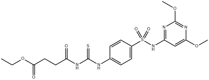 ethyl 4-({[(4-{[(2,6-dimethoxy-4-pyrimidinyl)amino]sulfonyl}phenyl)amino]carbonothioyl}amino)-4-oxobutanoate Struktur