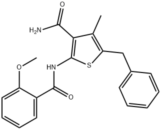 5-benzyl-2-[(2-methoxybenzoyl)amino]-4-methylthiophene-3-carboxamide Struktur