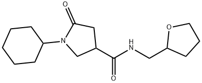 1-cyclohexyl-5-oxo-N-((tetrahydrofuran-2-yl)methyl)pyrrolidine-3-carboxamide Struktur