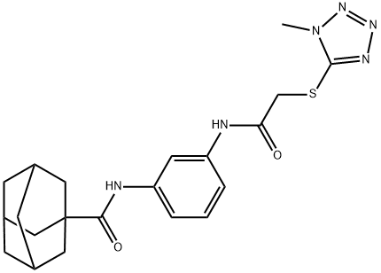 N-[3-({[(1-methyl-1H-tetrazol-5-yl)sulfanyl]acetyl}amino)phenyl]tricyclo[3.3.1.1~3,7~]decane-1-carboxamide Struktur