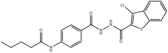 N-[4-[[(3-chloro-1-benzothiophene-2-carbonyl)amino]carbamoyl]phenyl]pentanamide Struktur