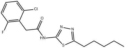 2-(2-chloro-6-fluorophenyl)-N-(5-pentyl-1,3,4-thiadiazol-2-yl)acetamide Struktur