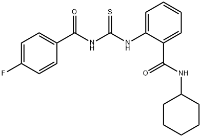 N-cyclohexyl-2-({[(4-fluorobenzoyl)amino]carbonothioyl}amino)benzamide Struktur