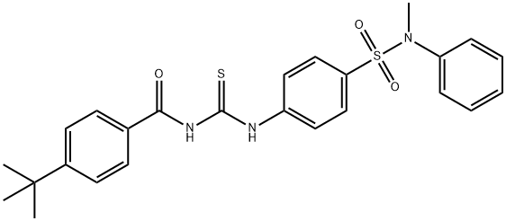 4-tert-butyl-N-{[(4-{[methyl(phenyl)amino]sulfonyl}phenyl)amino]carbonothioyl}benzamide Struktur