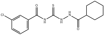 3-chloro-N-{[2-(cyclohexylcarbonyl)hydrazino]carbonothioyl}benzamide Struktur