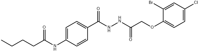 N-[4-({2-[(2-bromo-4-chlorophenoxy)acetyl]hydrazino}carbonyl)phenyl]pentanamide Struktur