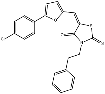 (E)-5-((5-(4-chlorophenyl)furan-2-yl)methylene)-3-phenethyl-2-thioxothiazolidin-4-one Struktur