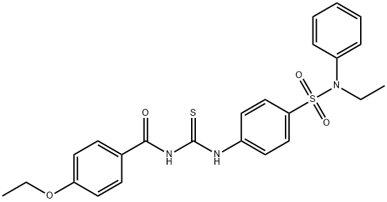 4-ethoxy-N-{[(4-{[ethyl(phenyl)amino]sulfonyl}phenyl)amino]carbonothioyl}benzamide Struktur