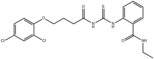 2-[({[4-(2,4-dichlorophenoxy)butanoyl]amino}carbonothioyl)amino]-N-ethylbenzamide Struktur