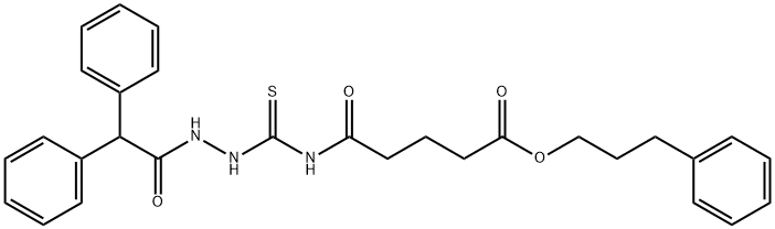 3-phenylpropyl 5-({[2-(diphenylacetyl)hydrazino]carbonothioyl}amino)-5-oxopentanoate Struktur