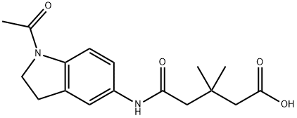 5-[(1-acetyl-2,3-dihydro-1H-indol-5-yl)amino]-3,3-dimethyl-5-oxopentanoic acid Struktur