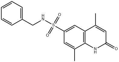 4,8-Dimethyl-2-oxo-1,2-dihydro-quinoline-6-sulfonic acid benzylamide Struktur