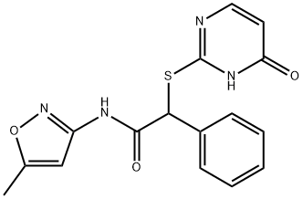 2-[(4-hydroxypyrimidin-2-yl)sulfanyl]-N-(5-methyl-1,2-oxazol-3-yl)-2-phenylacetamide Struktur