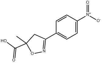 5-methyl-3-(4-nitrophenyl)-4,5-dihydro-1,2-oxazole-5-carboxylic acid Struktur