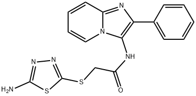 2-[(5-amino-1,3,4-thiadiazol-2-yl)sulfanyl]-N-(2-phenylimidazo[1,2-a]pyridin-3-yl)acetamide Struktur