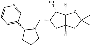 (3aR,5R,6S,6aR)-2,2-dimethyl-5-{[(2R)-2-(pyridin-3-yl)pyrrolidin-1-yl]methyl}-tetrahydro-2H-furo[2,3-d][1,3]dioxol-6-ol Struktur