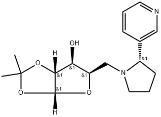 (3aR,5R,6S,6aR)-2,2-dimethyl-5-{[(2S)-2-(pyridin-3-yl)pyrrolidin-1-yl]methyl}-tetrahydro-2H-furo[2,3-d][1,3]dioxol-6-ol Struktur