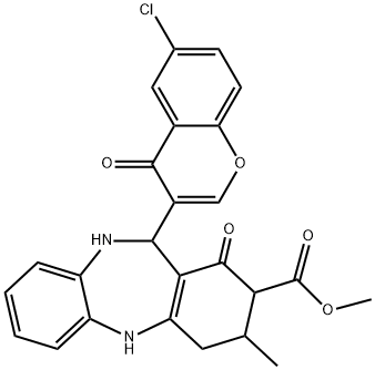 methyl 11-(6-chloro-4-oxo-4H-chromen-3-yl)-3-methyl-1-oxo-2,3,4,5,10,11-hexahydro-1H-dibenzo[b,e][1,4]diazepine-2-carboxylate Struktur