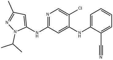 2-(5-chloro-2-(1-isopropyl-3-methyl-1H-pyrazol-5-ylamino)pyridin-4-ylamino)benzonitrile Struktur