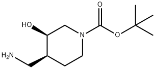 TERT-BUTYL (3R,4S)-4-(AMINOMETHYL)-3-HYDROXYPIPERIDINE-1-CARBOXYLATE Struktur