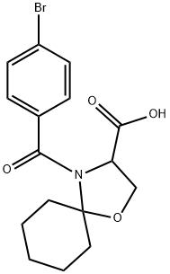 4-(4-bromobenzoyl)-1-oxa-4-azaspiro[4.5]decane-3-carboxylic acid Struktur