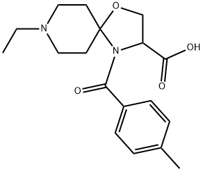 8-ethyl-4-(4-methylbenzoyl)-1-oxa-4,8-diazaspiro[4.5]decane-3-carboxylic acid Struktur