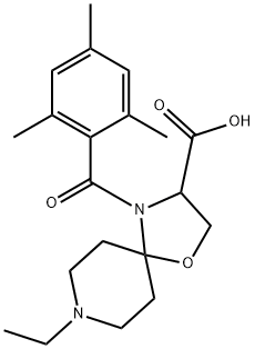 8-ethyl-4-(2,4,6-trimethylbenzoyl)-1-oxa-4,8-diazaspiro[4.5]decane-3-carboxylic acid Struktur