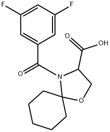 4-(3,5-difluorobenzoyl)-1-oxa-4-azaspiro[4.5]decane-3-carboxylic acid Struktur