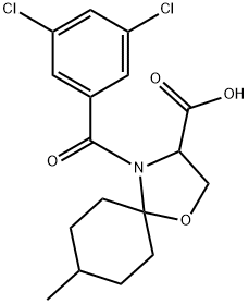 4-(3,5-dichlorobenzoyl)-8-methyl-1-oxa-4-azaspiro[4.5]decane-3-carboxylic acid Struktur