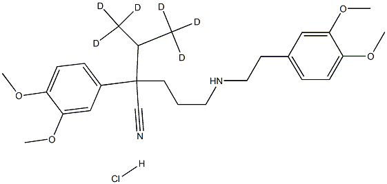 2-(3,4-dimethoxyphenyl)-5-[2-(3,4-dimethoxyphenyl)ethylamino]-2-(1,1,1,3,3,3-hexadeuteriopropan-2-yl)pentanenitrile:hydrochloride Struktur