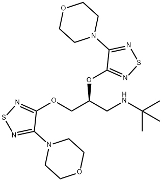 N-[(2S)-2,3-bis[(4-morpholin-4-yl-1,2,5-thiadiazol-3-yl)oxy]propyl]-2-methylpropan-2-amine Struktur