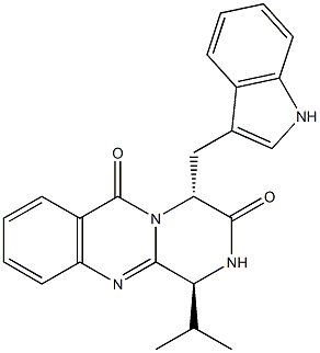 2H-Pyrazino[2,1-b]quinazoline-3,6(1H,4H)-dione,4-(1H-indol-3-ylmethyl)-1-(1-methylethyl)-, (1S,4R)- Struktur