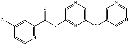 4-chloro-N-(6-pyrimidin-5-yloxypyrazin-2-yl)pyridine-2-carboxamide Struktur