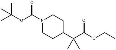 tert-butyl 4-(1-ethoxy-2-methyl-1-oxopropan-2-yl)piperidine-1-carboxylate Structure