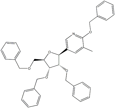 5-(2,3,5-Tri-O-benzyl-beta-D-ribofuranosyl)-3-methyl-2-benzyloxypyridine Struktur