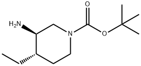 2-Methyl-2-propanyl (3R,4S)-3-amino-4-ethyl-1-piperidinecarboxylate Struktur