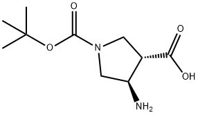 (3S,4R)-4-amino-1-(tert-butoxycarbonyl)pyrrolidine-3-carboxylic acid Struktur