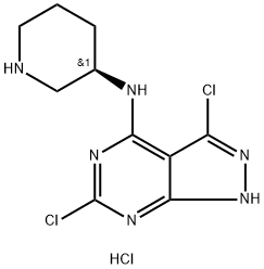 (3R)-N-{3,6-dichloro-1H-pyrazolo[3,4-d]pyrimidin-4-yl}piperidin-3-amine hydrochloride Struktur