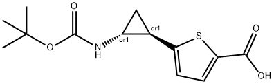 5-[trans-2-{[(tert-butoxy)carbonyl]amino}cyclopropyl]thiophene-2-carboxylic acid Struktur