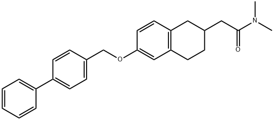 2-(6-([1,1-biphenyl]-4-ylmethoxy)-1,2,3,4-tetrahydronaphthalen-2-yl)-N,N-dimethylacetamide Struktur