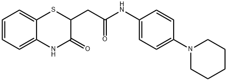 2-(3-oxo-3,4-dihydro-2H-benzo[b][1,4]thiazin-2-yl)-N-(4-(piperidin-1-yl)phenyl)acetamide Struktur