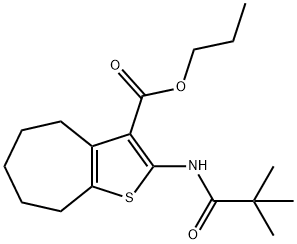 propyl 2-(2,2-dimethylpropanoylamino)-5,6,7,8-tetrahydro-4H-cyclohepta[b]thiophene-3-carboxylate Struktur