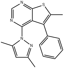 4-(3,5-dimethyl-1H-pyrazol-1-yl)-6-methyl-5-phenylthieno[2,3-d]pyrimidine Struktur